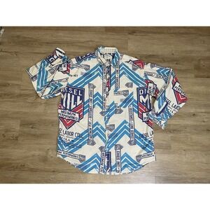 Vintage Y2K Diesel AOP Mens Sz M All Over Print Rodeo Long Sleeve Button Shirt